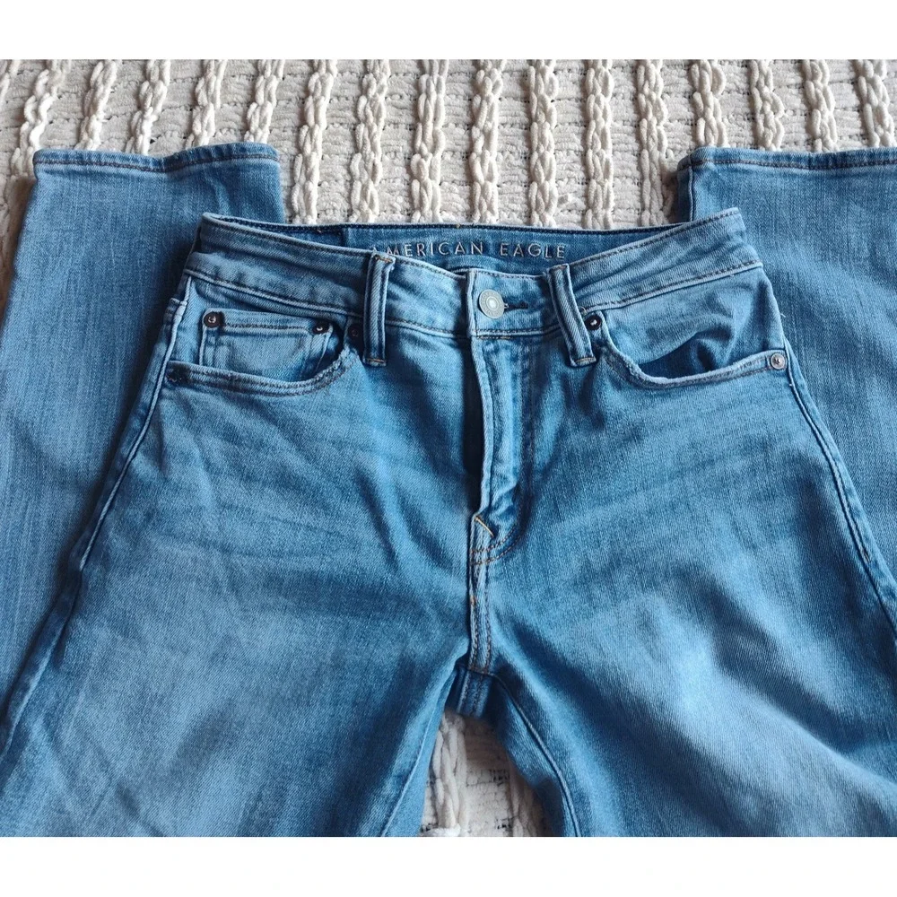 American Eagle Slim Straight Mens Jeans 28x30 Next Level Airflex Light Wash - Picture 6 of 11